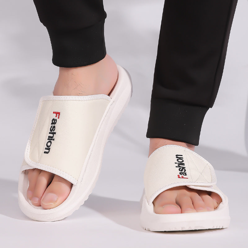 Men'S Comfort Slide Sandals - Adjustable Hook & Loop Closure, Non-Slip EVA Sole, Breathable Fabric Upper, Indoor/Outdoor Use, Ideal for Beach & Holiday Wear, Beach Footwear | Comfortable Slippers | Flexible Cushioning, Beach Shoe