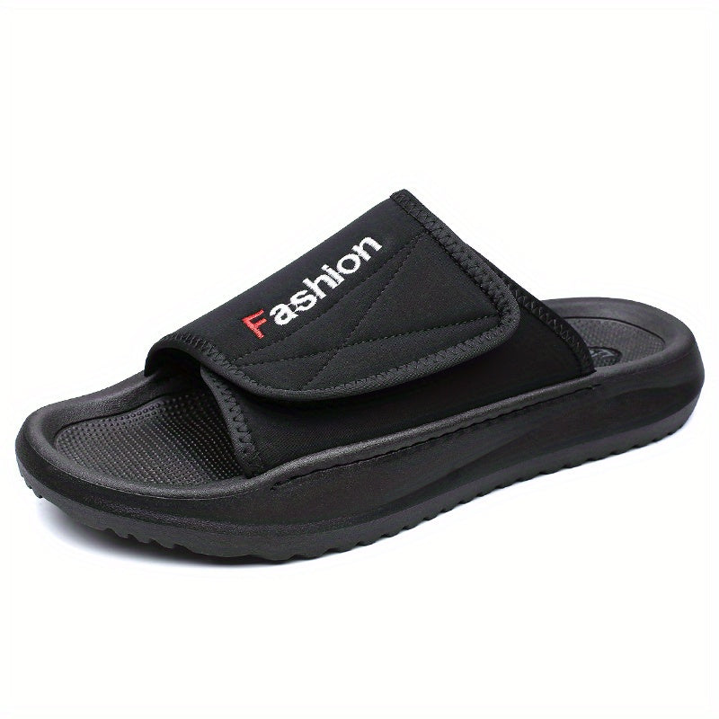 Men'S Comfort Slide Sandals - Adjustable Hook & Loop Closure, Non-Slip EVA Sole, Breathable Fabric Upper, Indoor/Outdoor Use, Ideal for Beach & Holiday Wear, Beach Footwear | Comfortable Slippers | Flexible Cushioning, Beach Shoe