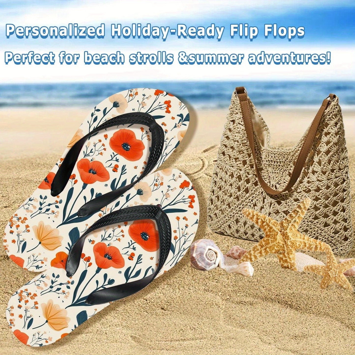 Men's Custom Photo/Pattern Flip Flops - Non-Slip & Wear-Resistant EVA Beach Slippers, Personalized Summer Vacation Sandals with Customizable Design, Comfortable & Breathable for Pool, Travel, Home Use - Multiple Sizes Available