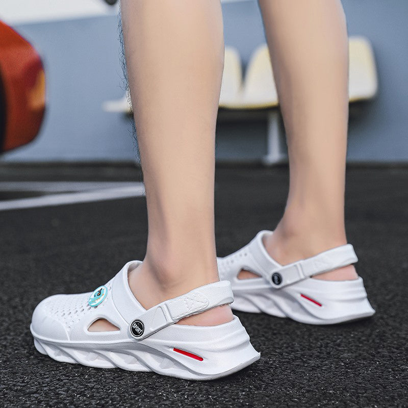 Unisex Couple'S Size Classic Solid Color Simple Hole Shoes, Lightweight Breathable Non-Slip Durable Sports Slippers and Flip-Flops, Beach Sandals with Adjustable Straps, Versatile for All Seasons, Available in 10 Sizes