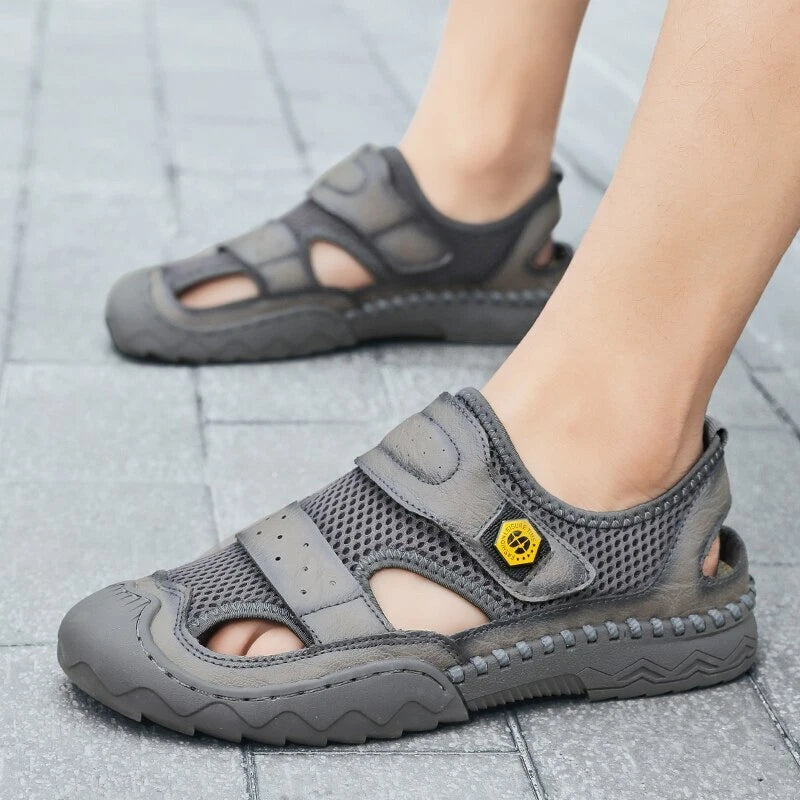 Summer Fashion Leather Breathable Beach Sandals Non-slip Casual Slipper