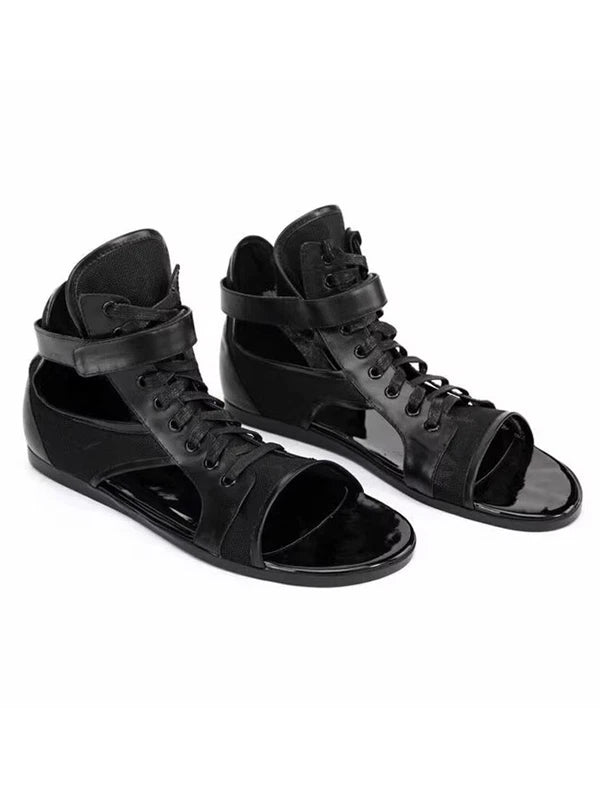 Menscatwalk Fashion Lace-up Comfortable Beach Sandals British Roman Shoes Sz