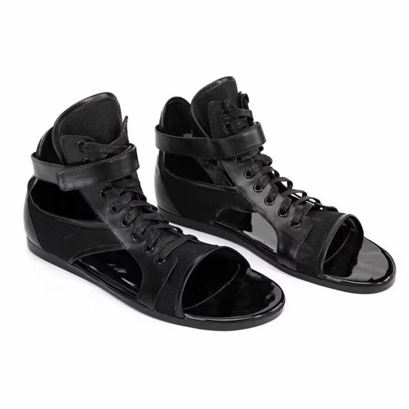 Menscatwalk Fashion Lace-up Comfortable Beach Sandals British Roman Shoes Sz