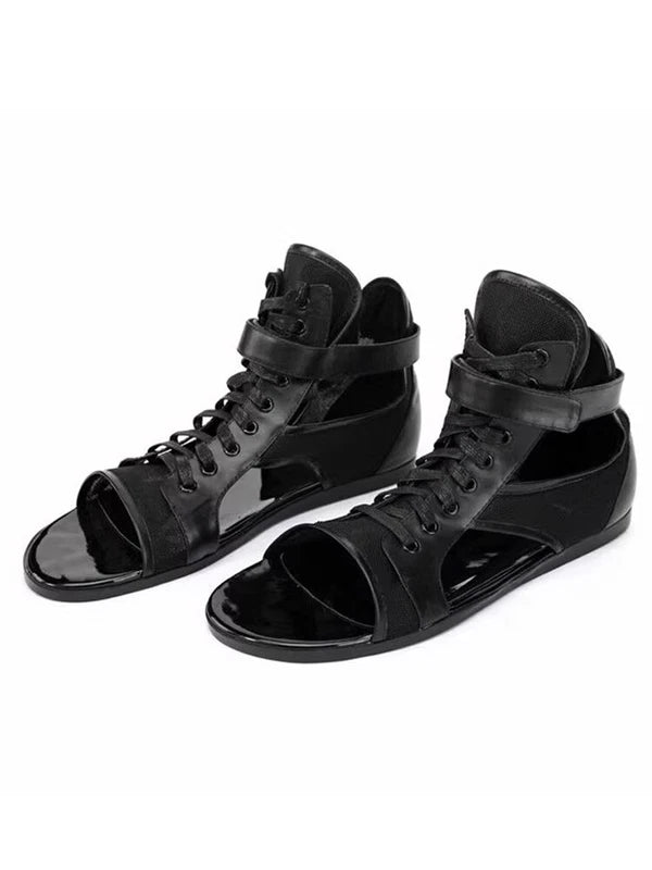 Menscatwalk Fashion Lace-up Comfortable Beach Sandals British Roman Shoes Sz