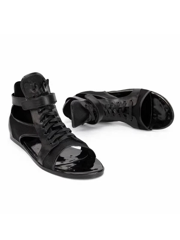 Menscatwalk Fashion Lace-up Comfortable Beach Sandals British Roman Shoes Sz