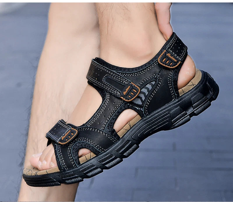 Summer Outdoor Fashion Men's Sandals Genuine Leather Beach Soft Slippers