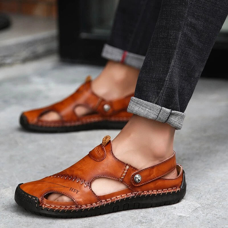 Men's Beach Slippers Slip-on Outdoor Casual Shoes Non-slip Breathable Sandals