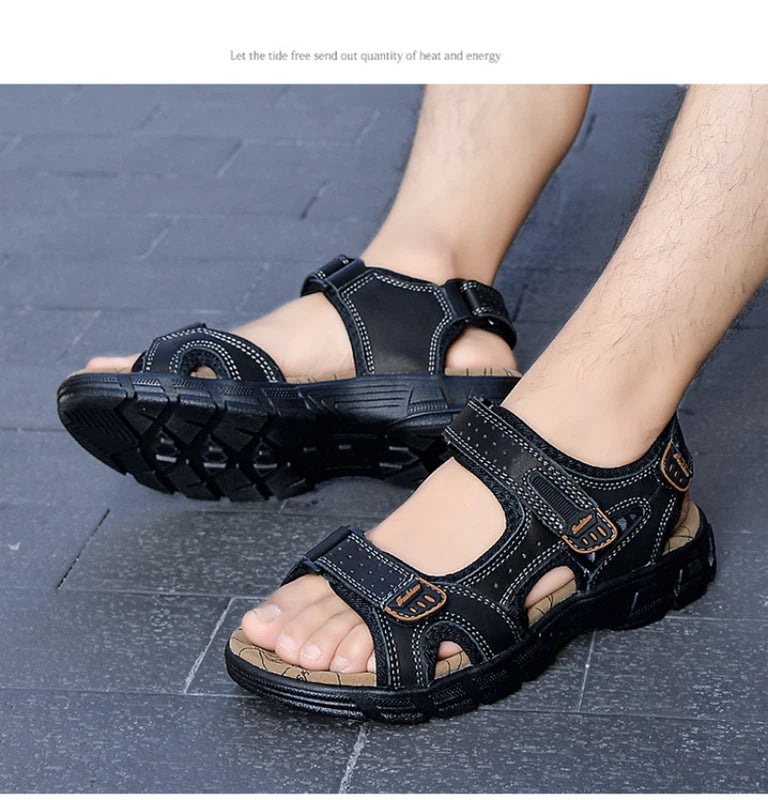 Summer Outdoor Fashion Men's Sandals Genuine Leather Beach Soft Slippers