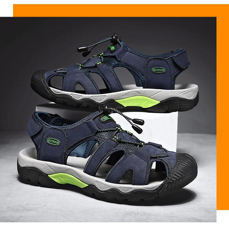 Summer Men's Sandals Leather Beach Rome Outdoor Wading Soft Bottom Slippers