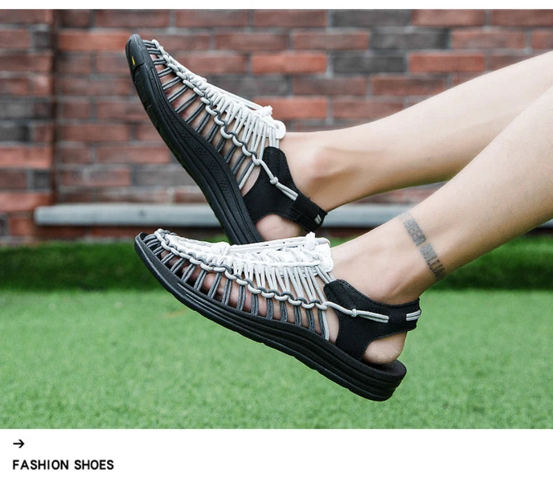 Summer Men Sandals Fashion Handmade Weaving Breathable Casual Beach Slipper