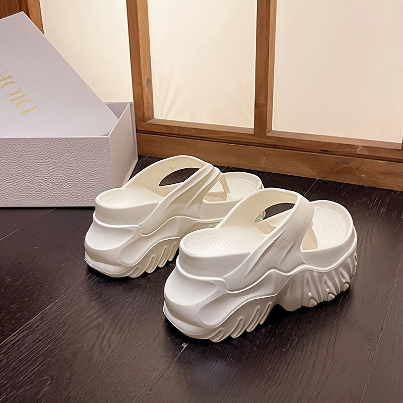 [Popular Choice] Women&#39;s EVA Flat Slippers - Comfortable high-heeled casual beach and garden shoes, non-slip soles, easy to slip on, available in black, cream and beige, beach shoes