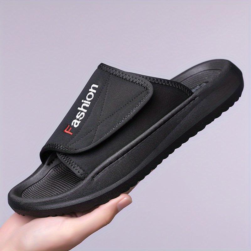 Men'S Comfort Slide Sandals - Adjustable Hook & Loop Closure, Non-Slip EVA Sole, Breathable Fabric Upper, Indoor/Outdoor Use, Ideal for Beach & Holiday Wear, Beach Footwear | Comfortable Slippers | Flexible Cushioning, Beach Shoe