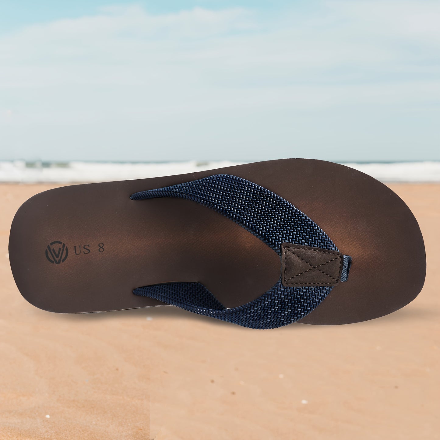Men'S Stylish Slide Sandals - Non-Slip Woven Sole, Brown with Black Accents, Comfortable EVA Material for Indoor & Outdoor Use