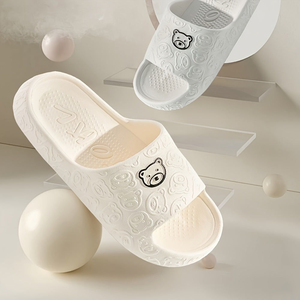 Women'S Cute Bear Design EVA Slide Sandals - Comfortable, Non-Slip, Washable Indoor/Outdoor Slippers in Pink, White, and More, Perfect for All Seasons, Adorable Slippers