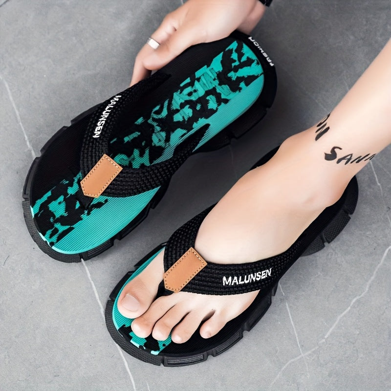 Men'S Fashion Flip-Flops - Summer Non-Slip Thong Sandals with Thick Soft Sole, Comfortable for Daily Wear & Beach Outings, Black & White Striped Design, EVA Material, Perfect for Outdoor Activities, Beach Footwear | Striped Flipflops | EVA Sandals
