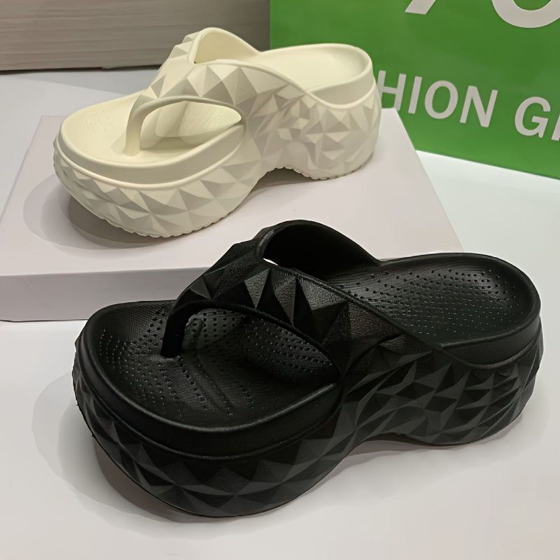 [Popular Choice] Women&#39;s EVA Flat Slippers - Comfortable high-heeled casual beach and garden shoes, non-slip soles, easy to slip on, available in black, cream and beige, beach shoes
