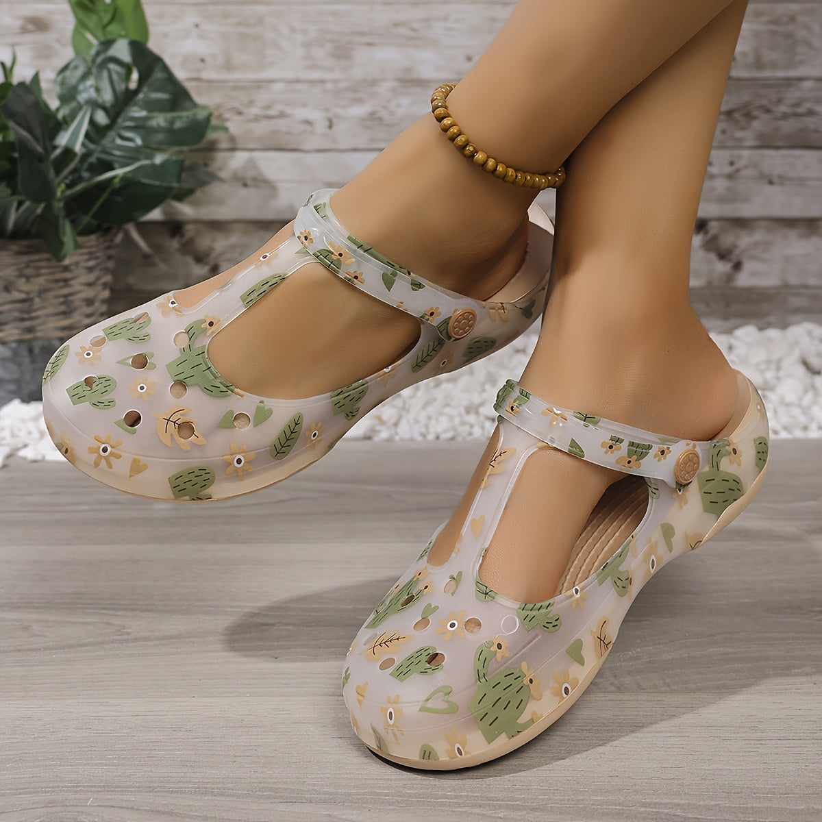Women's Summer Floral EVA Sandals - Anti-Slip Platform Beach Shoes with Soft Sole, Round Toe & Cushioned Insole for Casual Outings, Walking, Poolside Comfort, Decorative Flower Design, Antislip Construction