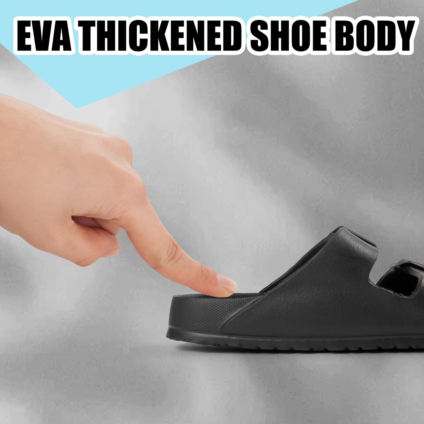 EVA Solid Color Sandals, Platform Slip On Soft Sole Double Buckle Bands Slides, Comfort Non-slip Beach Slides