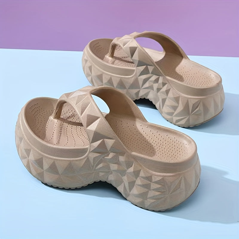 [Popular Choice] Women&#39;s EVA Flat Slippers - Comfortable high-heeled casual beach and garden shoes, non-slip soles, easy to slip on, available in black, cream and beige, beach shoes