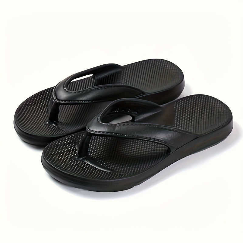 BUSYLION Men'S Summer Casual Flip-Flops - Lightweight, Breathable EVA Sandals with Non-Slip Sole, Comfortable for Indoor & Outdoor Use, Black, Allseason Footwear, Simple Slipon Design, Durable Footwear