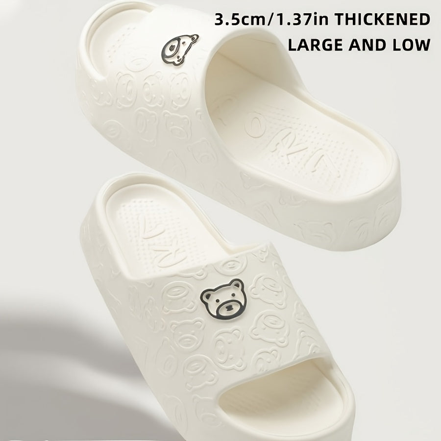 Women'S Cute Bear Design EVA Slide Sandals - Comfortable, Non-Slip, Washable Indoor/Outdoor Slippers in Pink, White, and More, Perfect for All Seasons, Adorable Slippers