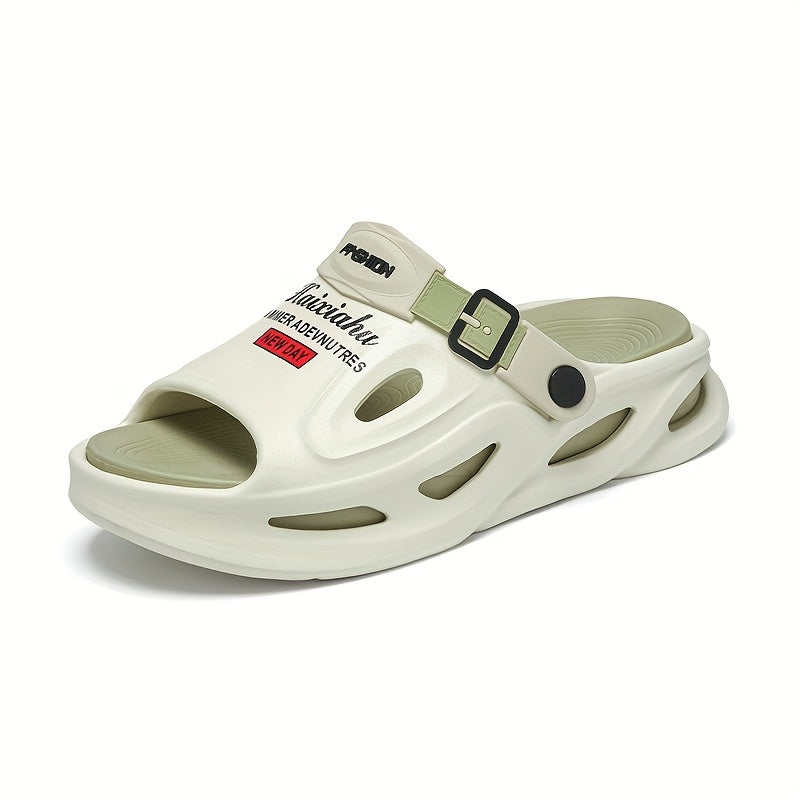 Men's Summer Slip-On Slippers with Anti-Slip EVA Thick Sole, Dual-Purpose Outdoor and Casual Beach Sandals for Driving