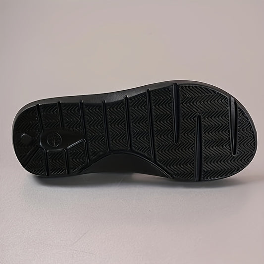 BUSYLION Men'S Summer Casual Flip-Flops - Lightweight, Breathable EVA Sandals with Non-Slip Sole, Comfortable for Indoor & Outdoor Use, Black, Allseason Footwear, Simple Slipon Design, Durable Footwear