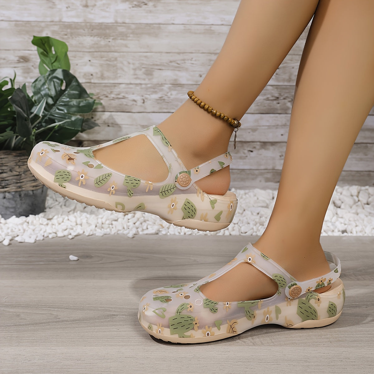 Women's Summer Floral EVA Sandals - Anti-Slip Platform Beach Shoes with Soft Sole, Round Toe & Cushioned Insole for Casual Outings, Walking, Poolside Comfort, Decorative Flower Design, Antislip Construction