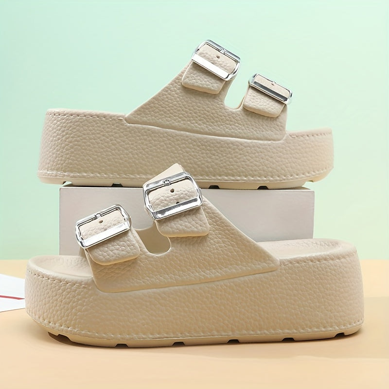 2024 New EVA Thick Sole Slippers, Fashionable and Versatile, Heightening, Anti-slip, Anti-odor, Wear-resistant Beach Sandals