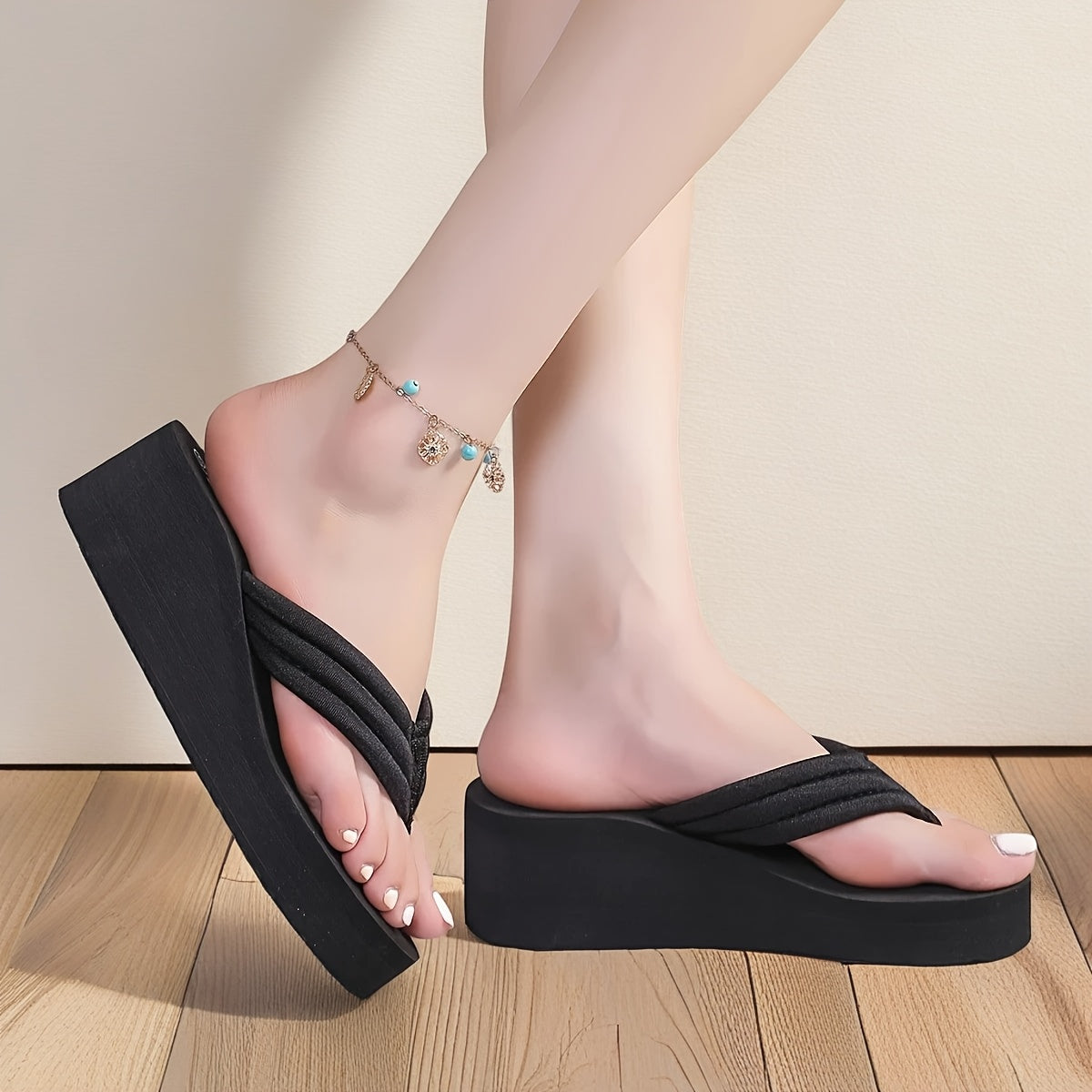 Women'S Summer Casual Fashion Slip-On Flip-Flops, Comfortable EVA Thick Sole Wedge Non-Slip Sandals, Suitable for Outdoor Leisure Vacation Beach Slippers