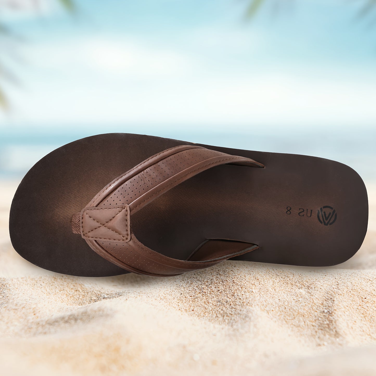 Men's Trendy Non-Slip Flip-Flops - Stylish Brown Beach Sandals with EVA Sole for Outdoor Comfort and DurabilitySuitable for men & women