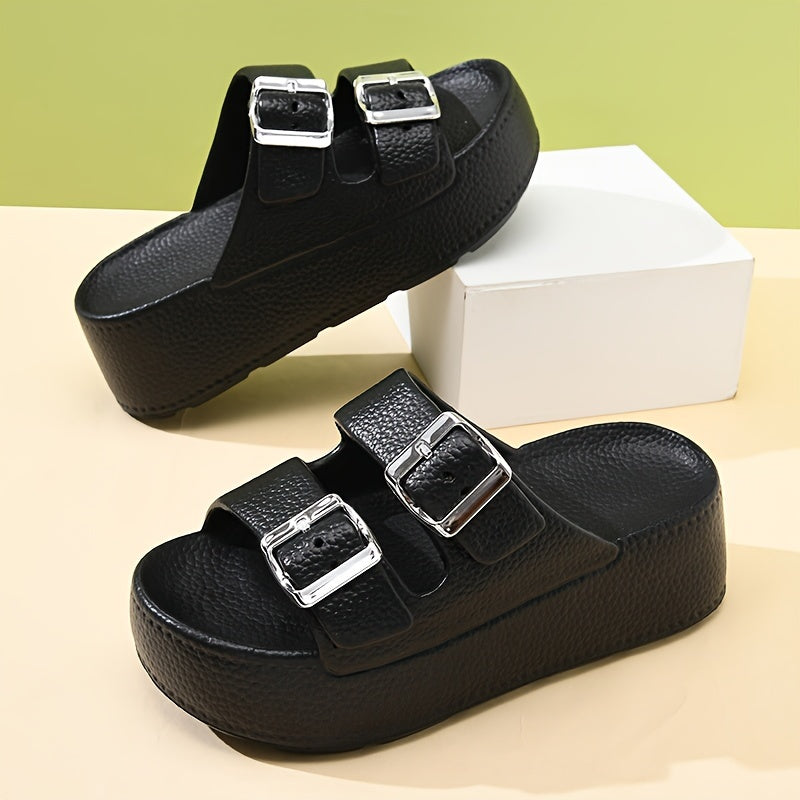2024 New EVA Thick Sole Slippers, Fashionable and Versatile, Heightening, Anti-slip, Anti-odor, Wear-resistant Beach Sandals