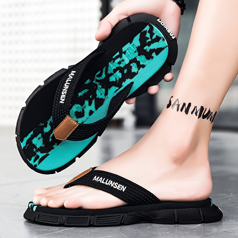 Men'S Fashion Flip-Flops - Summer Non-Slip Thong Sandals with Thick Soft Sole, Comfortable for Daily Wear & Beach Outings, Black & White Striped Design, EVA Material, Perfect for Outdoor Activities, Beach Footwear | Striped Flipflops | EVA Sandals