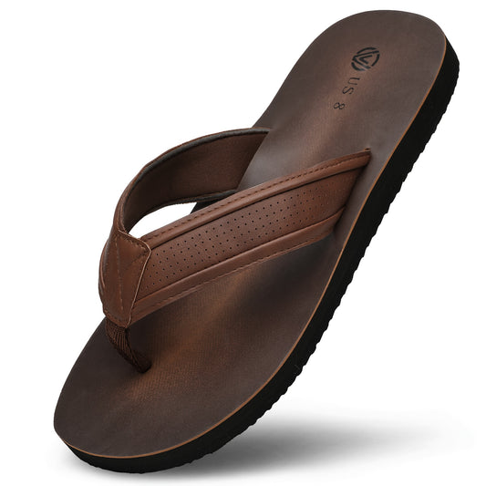 Men's Trendy Non-Slip Flip-Flops - Stylish Brown Beach Sandals with EVA Sole for Outdoor Comfort and DurabilitySuitable for men & women