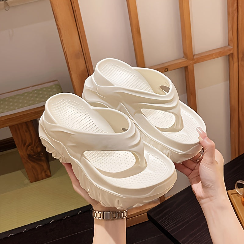[Popular Choice] Women&#39;s EVA Flat Slippers - Comfortable high-heeled casual beach and garden shoes, non-slip soles, easy to slip on, available in black, cream and beige, beach shoes