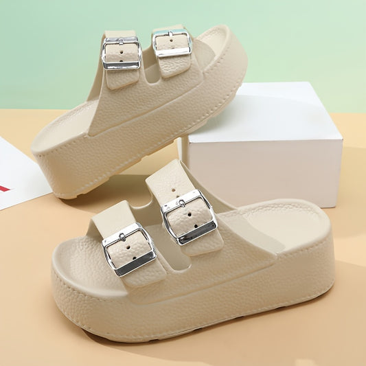 2024 New EVA Thick Sole Slippers, Fashionable and Versatile, Heightening, Anti-slip, Anti-odor, Wear-resistant Beach Sandals