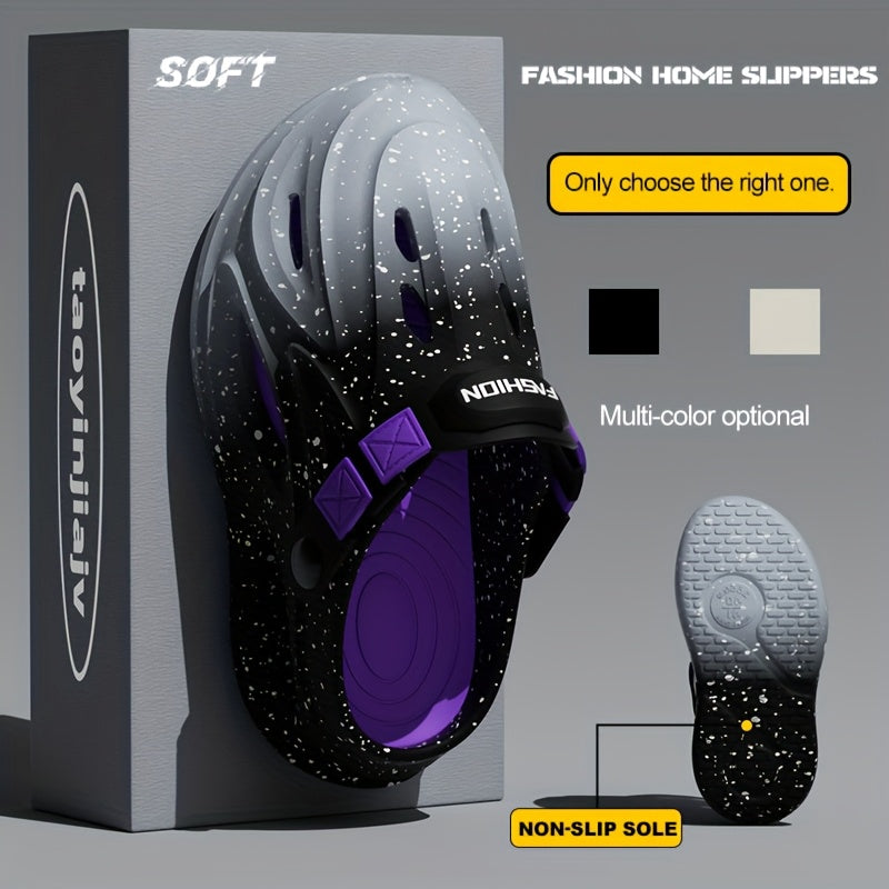 Men's Lightweight EVA Sandals - Slip-On Open-Toe Flip Flops Black/Purple/, Cushioned Footbed for Beach, Gym, Travel - Non-Slip Sole, Easy-Clean Casual Shoes for Men & Women, Outdoor Walking, Streetwear Style, Breathable Material, Versatile Footwear,