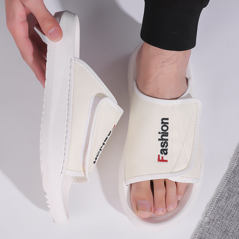 Men'S Comfort Slide Sandals - Adjustable Hook & Loop Closure, Non-Slip EVA Sole, Breathable Fabric Upper, Indoor/Outdoor Use, Ideal for Beach & Holiday Wear, Beach Footwear | Comfortable Slippers | Flexible Cushioning, Beach Shoe