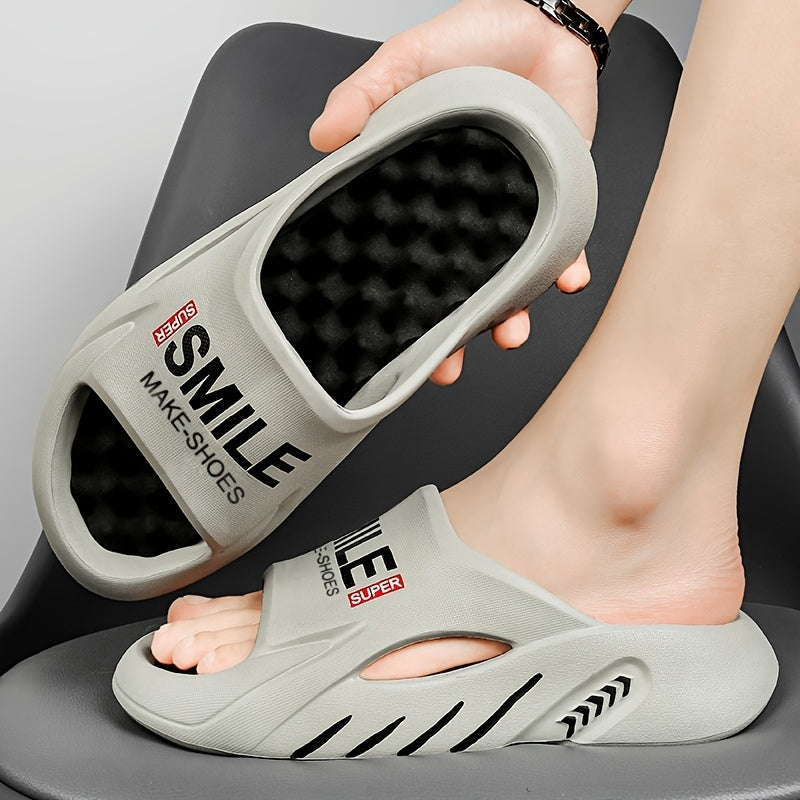 2025 Summer Unisex Outdoor Slides - Non-Slip EVA Sandals with Heart & Star Design, Breathable Open-Toe Beach Shoes for Men & Women, Durable Casual Slippers for Home, Travel, and Pool (Black/Orange), Summer Sandals, Home Relaxation Footwear, Playful