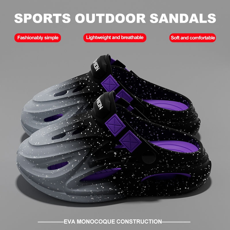 Men's Lightweight EVA Sandals - Slip-On Open-Toe Flip Flops Black/Purple/, Cushioned Footbed for Beach, Gym, Travel - Non-Slip Sole, Easy-Clean Casual Shoes for Men & Women, Outdoor Walking, Streetwear Style, Breathable Material, Versatile Footwear,