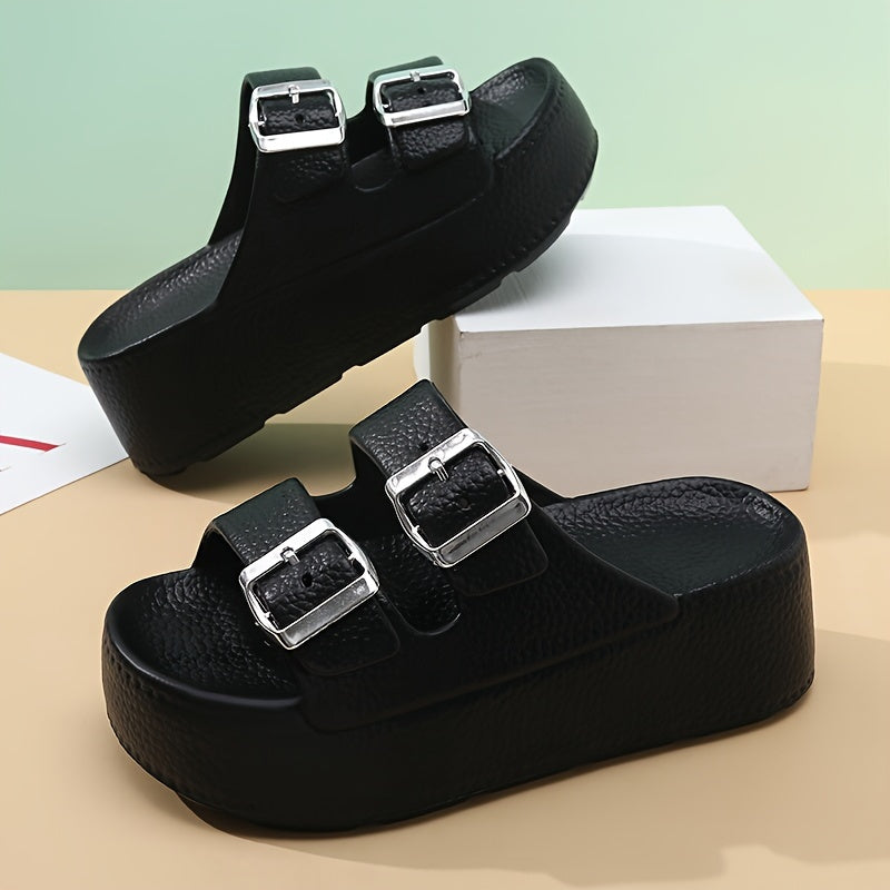 2024 New EVA Thick Sole Slippers, Fashionable and Versatile, Heightening, Anti-slip, Anti-odor, Wear-resistant Beach Sandals