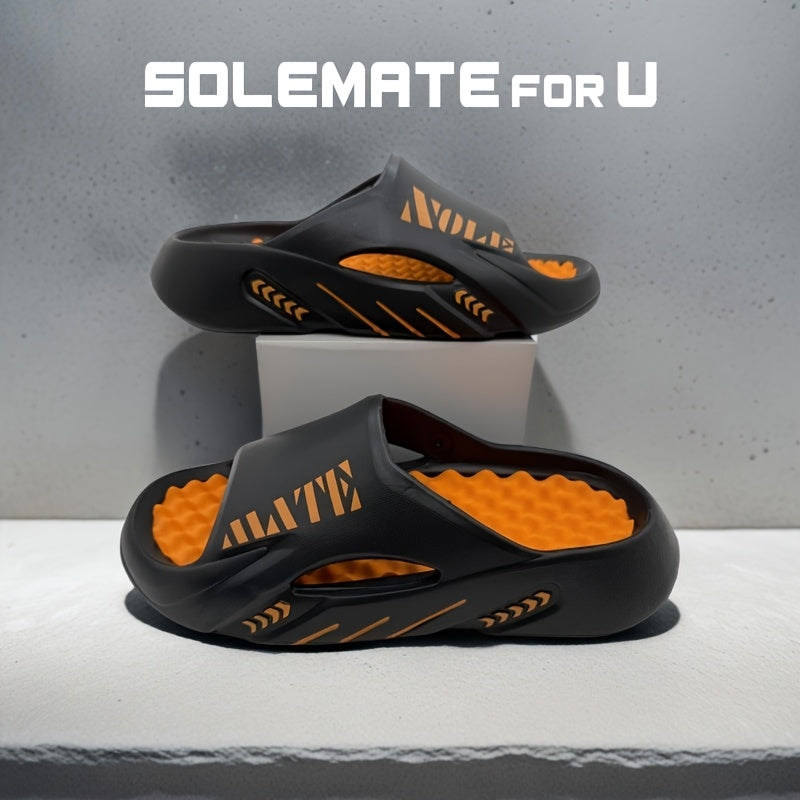 SOLEMATE for U Unisex Funny Graphic EVA Slippers - All-Season Comfort Massage Round Toe Slip-On Slides, Non-Slip Indoor/Outdoor Sandals for Beach, Shower & Casual Wear (White with Green Accents), Beach Sandals | Sleek Slipper Design | Durable Slippers