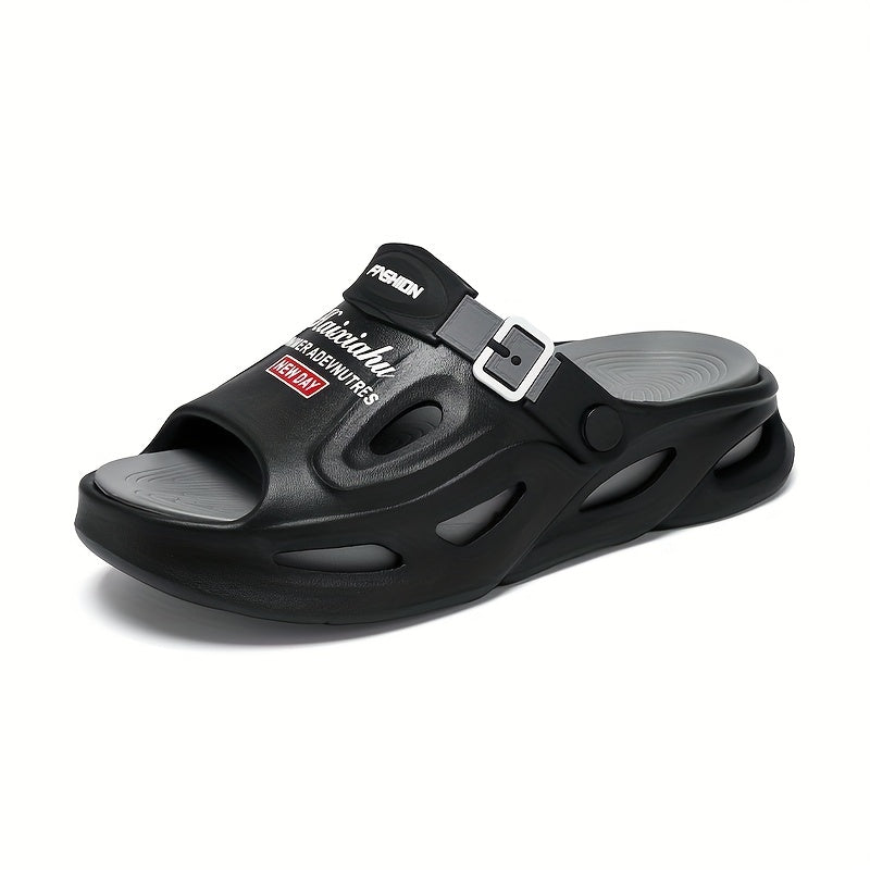 Men's Summer Slip-On Slippers with Anti-Slip EVA Thick Sole, Dual-Purpose Outdoor and Casual Beach Sandals for Driving
