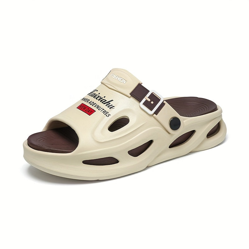 Men's Summer Slip-On Slippers with Anti-Slip EVA Thick Sole, Dual-Purpose Outdoor and Casual Beach Sandals for Driving