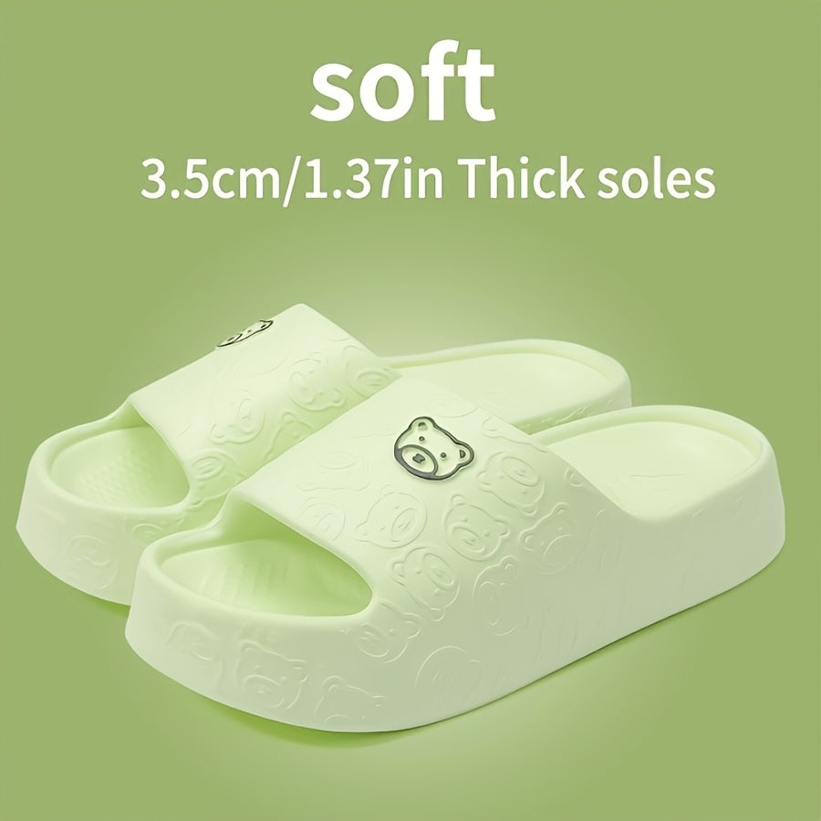Women'S Cute Bear Design EVA Slide Sandals - Comfortable, Non-Slip, Washable Indoor/Outdoor Slippers in Pink, White, and More, Perfect for All Seasons, Adorable Slippers