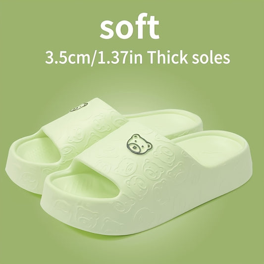Women'S Cute Bear Design EVA Slide Sandals - Comfortable, Non-Slip, Washable Indoor/Outdoor Slippers in Pink, White, and More, Perfect for All Seasons, Adorable Slippers