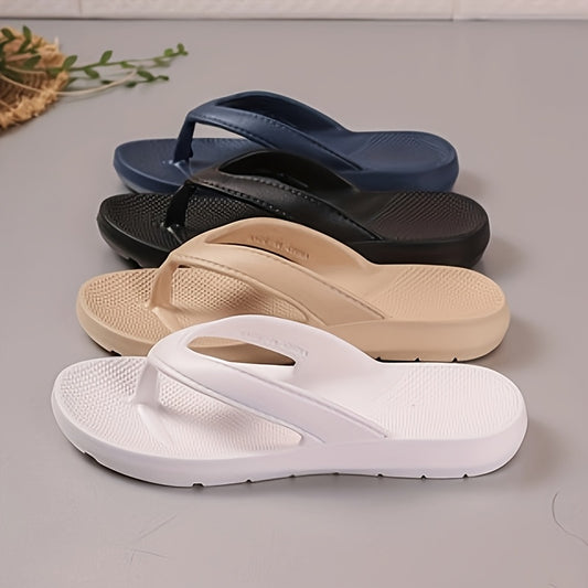 BUSYLION Men'S Summer Casual Flip-Flops - Lightweight, Breathable EVA Sandals with Non-Slip Sole, Comfortable for Indoor & Outdoor Use, Black, Allseason Footwear, Simple Slipon Design, Durable Footwear