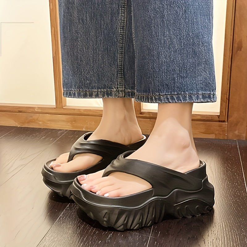 [Popular Choice] Women&#39;s EVA Flat Slippers - Comfortable high-heeled casual beach and garden shoes, non-slip soles, easy to slip on, available in black, cream and beige, beach shoes
