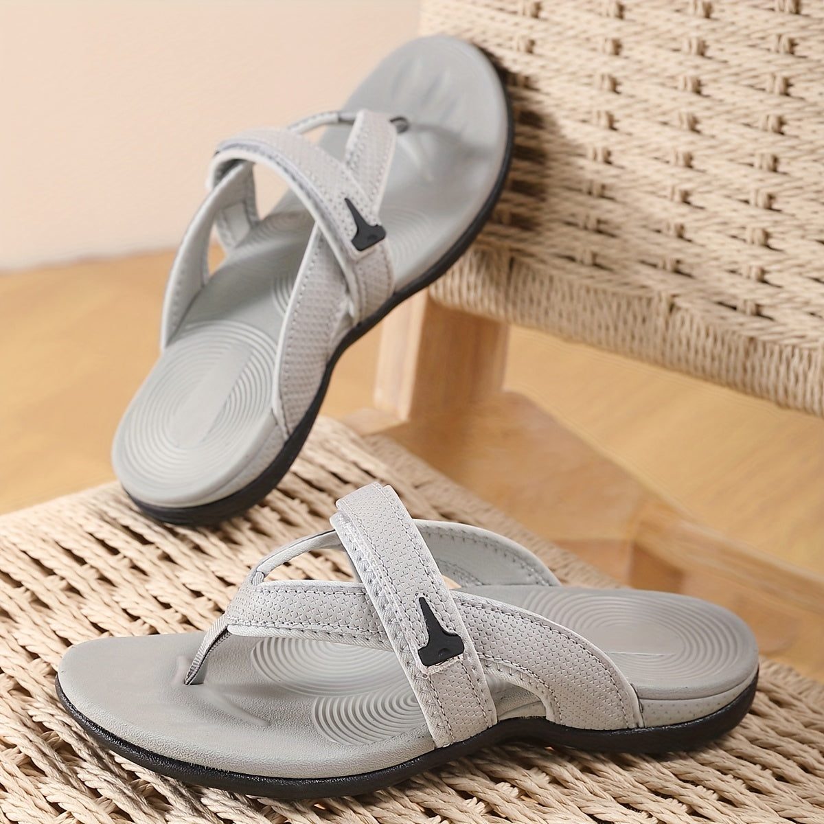 CHTAPPILIAR Women'S Comfortable Arch Support Rolling Sandals - Ultra-Light Soft Sole Summer Slide, Fashionable Wedge Beach Flip-Flops with Non-Slip Grip