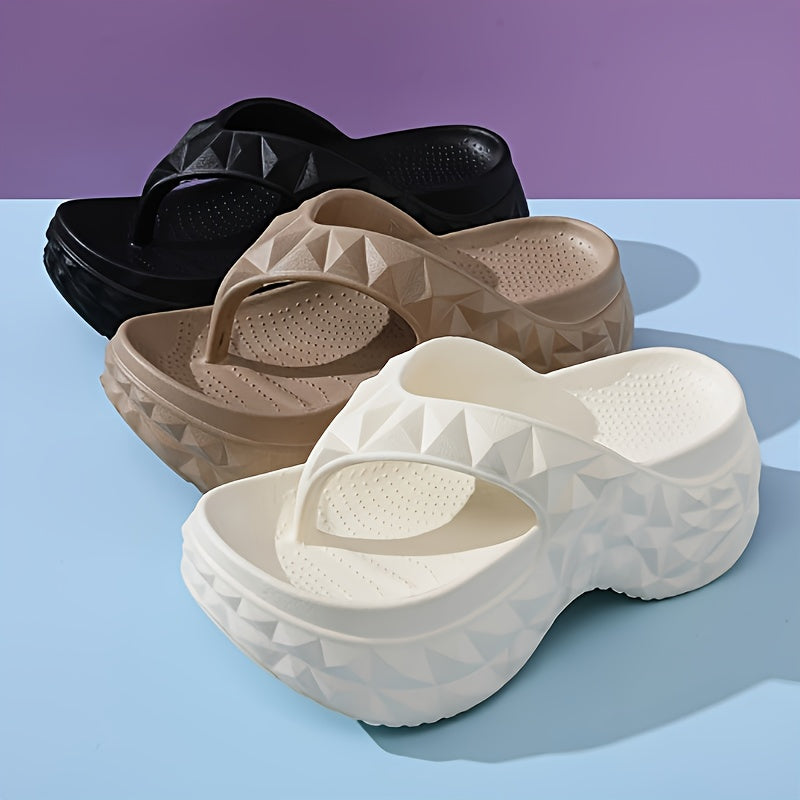 [Popular Choice] Women&#39;s EVA Flat Slippers - Comfortable high-heeled casual beach and garden shoes, non-slip soles, easy to slip on, available in black, cream and beige, beach shoes